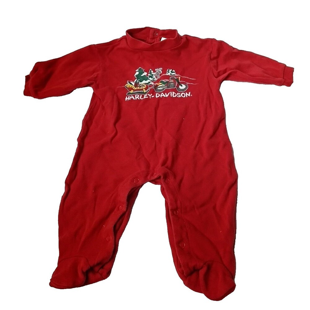 Harley-Davidson Coverall Boys 0-6 Months Red Christmas Motorcycle One Piece